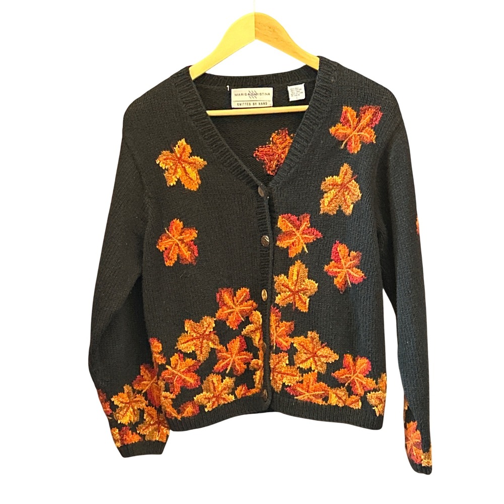 Vintage Marisa Christina Cardigan Autumnal Cottagecore Grandmacore Leaf Sweater